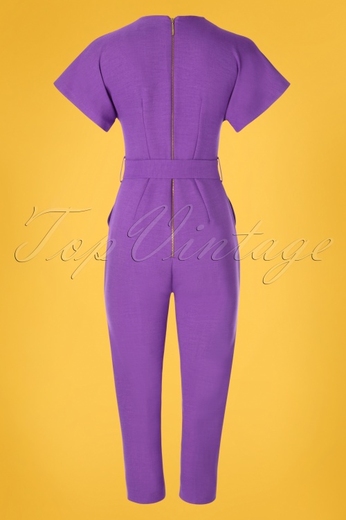 Closet London - 60s Phoebe Cropped Jumpsuit in Lilac 4