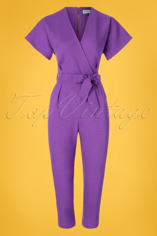 Closet London - 60s Phoebe Cropped Jumpsuit in Lilac