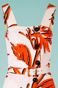 Closet London - 60s Paloma Palm A-Line Dress in Ivory and Orange 3