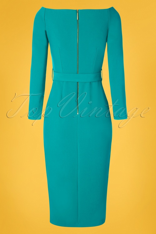 Closet London - 50s Brittany Off The Shoulder Dress in Turquoise 2