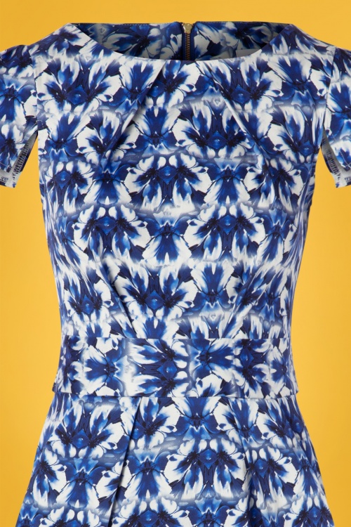 Closet London - Feya Floral Tulip Dress Années 60 en Bleu 3