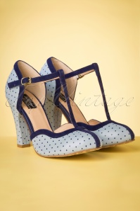 Lola Ramona ♥ Topvintage - 50s June Pin Down The Dots T-Strap Pumps in Sky Blue 3