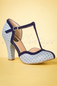 Lola Ramona ♥ Topvintage - 50s June Pin Down The Dots T-Strap Pumps in Sky Blue 5