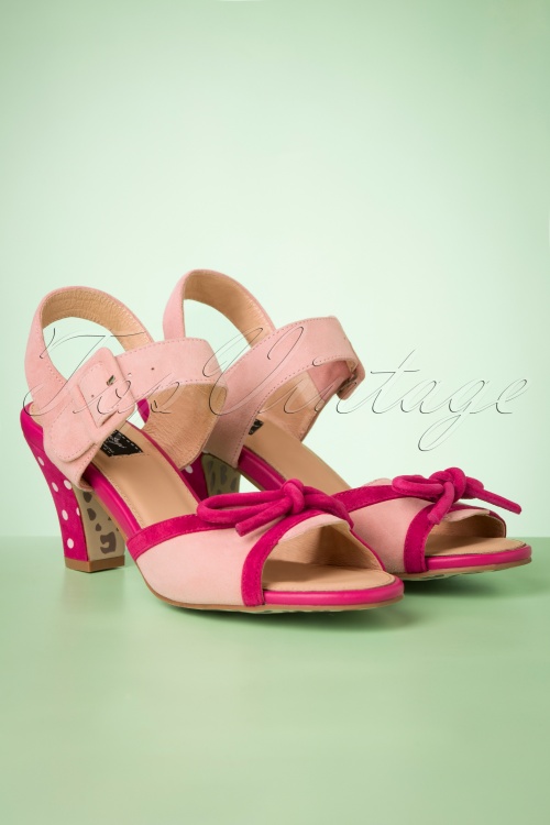 Lola Ramona ♥ Topvintage - Ava Say Wow To the Bow Sandals Années 50 en Rose Poudré 2