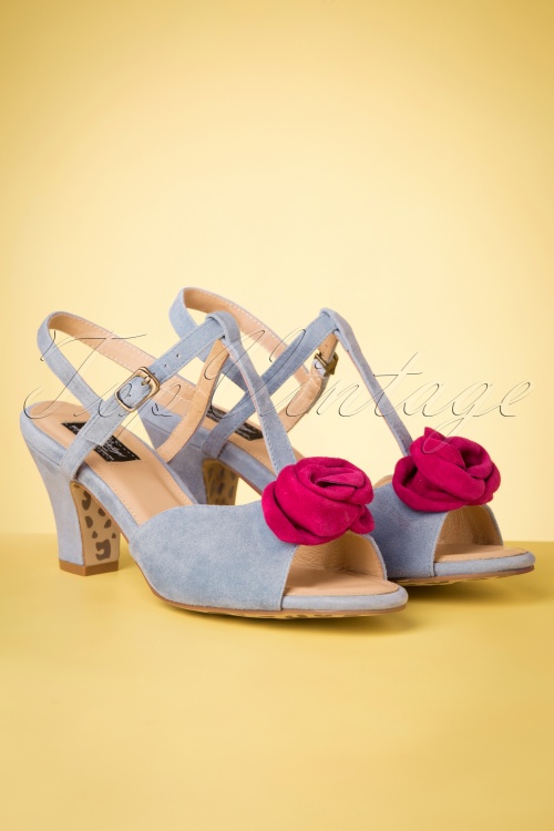 Lola Ramona ♥ Topvintage - Ava Bloom Baby Bloom Sandals Années 50 en Bleu Ciel