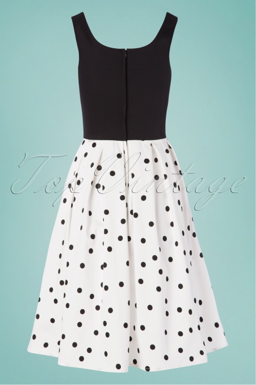 Dolly and Dotty - 50s Amanda Polkadot Swing Dress in Black and White 4
