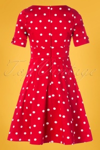 Dolly and Dotty - Barbara Polkadot Swing Dress Années 50 en Rouge 4