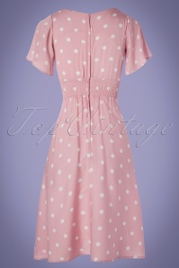Dolly and Dotty - 50s Janice Polkadot Summer Dress in Light Pink and White 2
