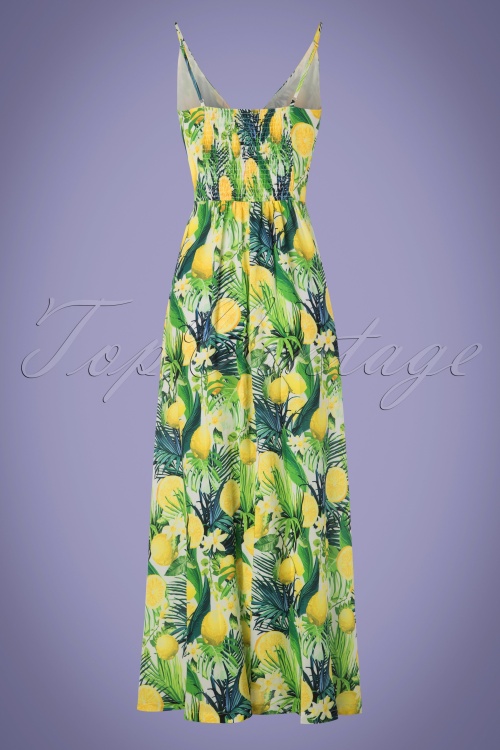 Smashed Lemon - Janine Lemon Floral maxi-jurk in wit en groen 2