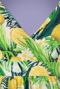 Smashed Lemon - Janine Lemon Floral Maxi Dress Années 70 en Blanc et Vert 3