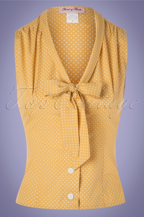 Heart of Haute - 50s Elena Dot Blouse in Marigold Yellow