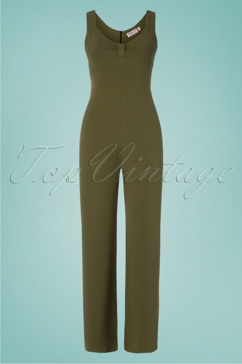 Vintage Chic for Topvintage - 50s Mirabel Jumpsuit in Olive Green