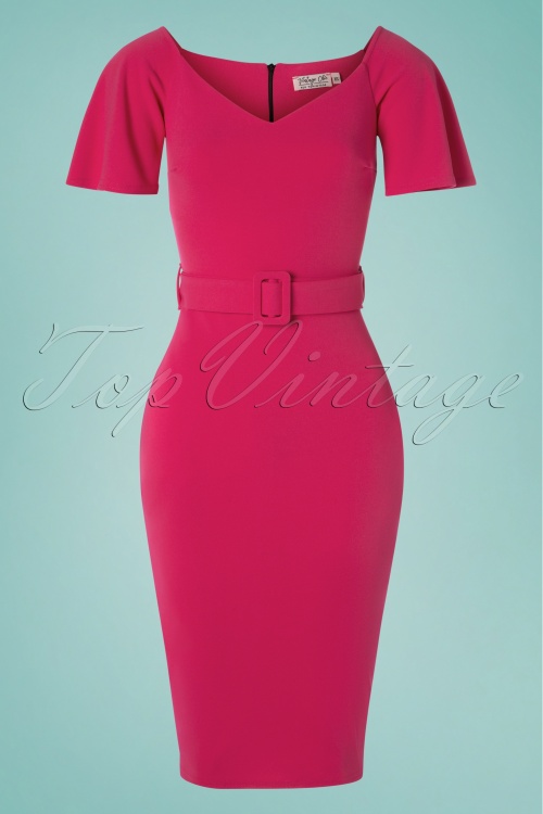 Vintage Chic for Topvintage - Roxana Pencil Dress Années 50 en Rose Bonbon