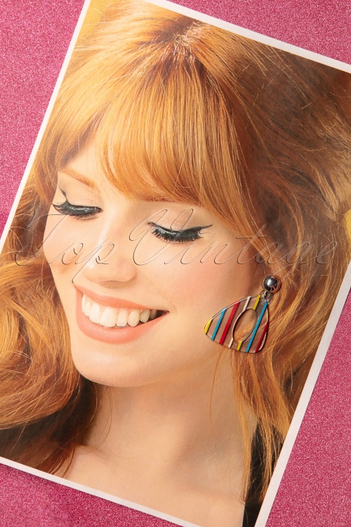 Glitz-o-Matic - 50s Summer Stripes Earrings in Clear 2