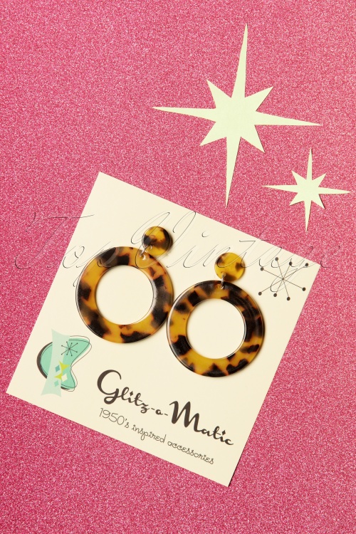 Glitz-o-Matic - Hoop Earrings Années 50 en Écailles de Tortue