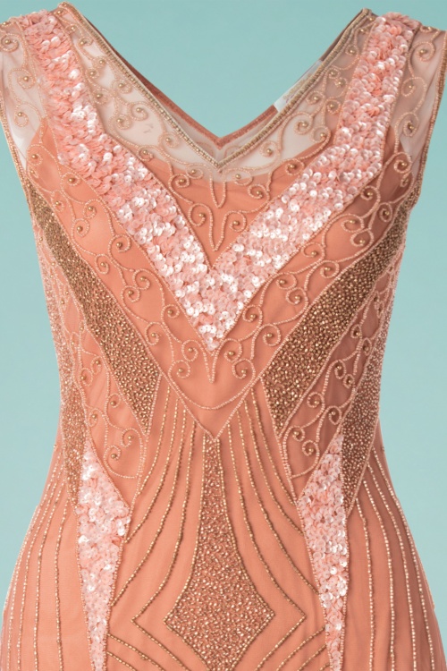 GatsbyLady - 20s Renee Flapper Dress in Rose Gold 3
