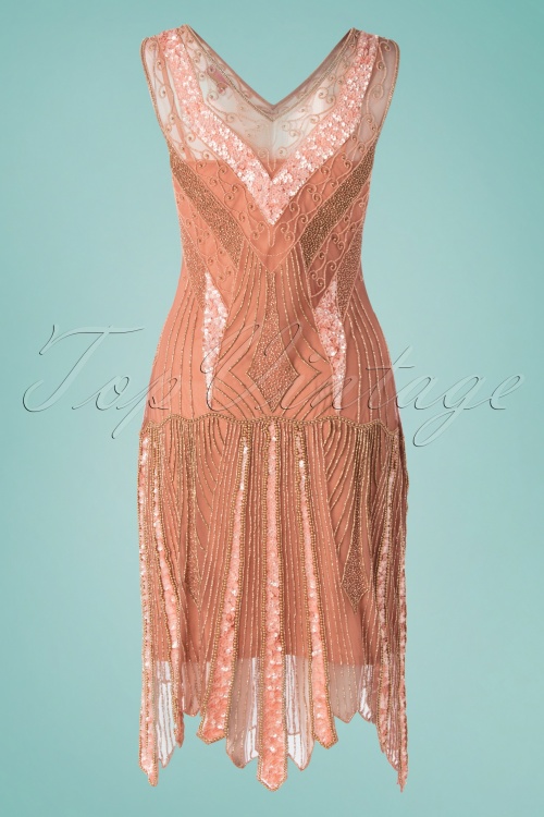 GatsbyLady - 20s Renee Flapper Dress in Rose Gold 2
