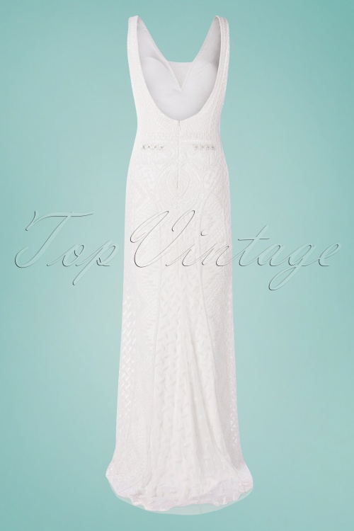 GatsbyLady - Grace Embellished Maxi Dress Années 20 en Blanc 2