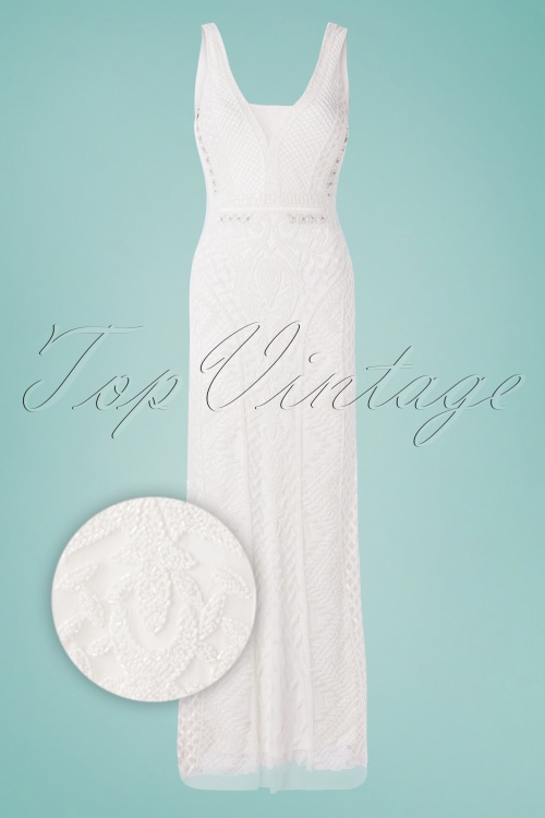 GatsbyLady - 20s Grace Embellished Maxi Dress in White