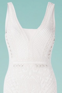 GatsbyLady - Grace Embellished Maxi Dress Années 20 en Blanc 3