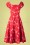 Collectif Clothing - Dolores Vintage Palm Doll Dress Années 50 en Rouge 4