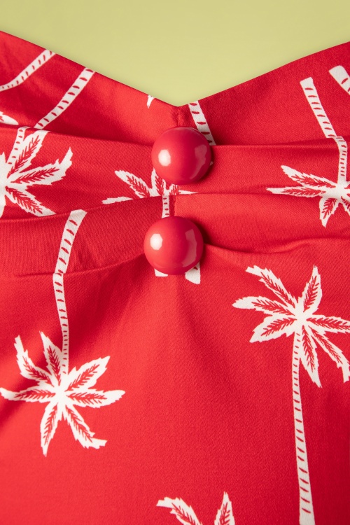 Collectif Clothing - Dolores Vintage Palm Doll Dress Années 50 en Rouge 3