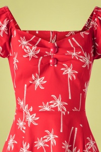 Collectif Clothing - Dolores Vintage Palm Doll Dress Années 50 en Rouge 2