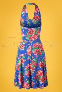 Topvintage Boutique Collection - 50s Maudy Floral Swing Dress in Blue 2