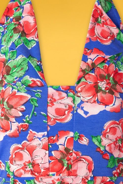 Topvintage Boutique Collection - Maudy bloemen swingjurk in blauw 4