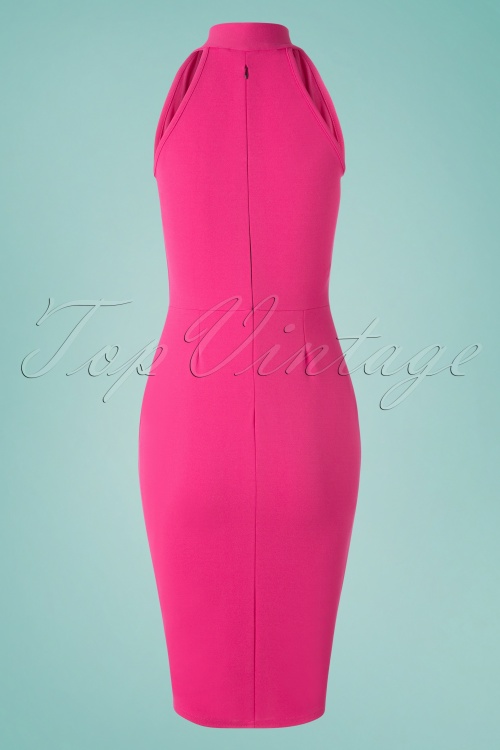 Vintage Chic for Topvintage - Venna Neckholder-Bleistiftkleid in Hot Pink 2