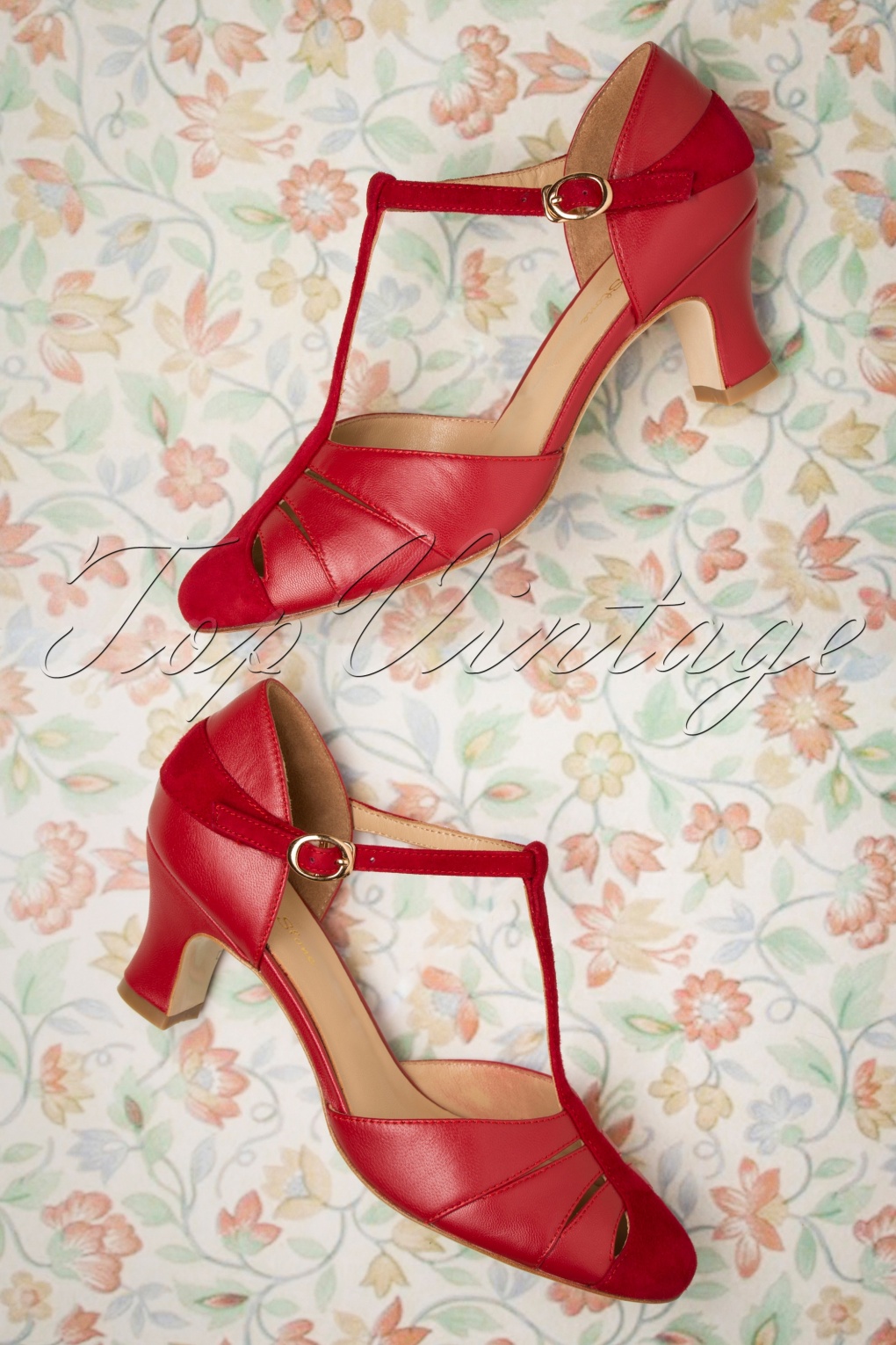 red t strap heels