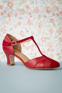 Charlie Stone - 50s Toscana T-Strap Pumps in Red 2
