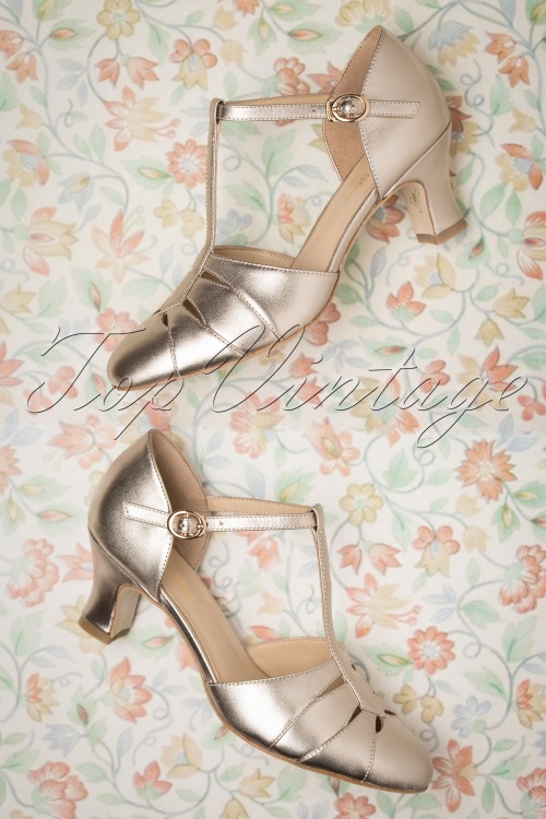 Charlie Stone - 50s Monaco T-Strap Pumps in French Champagne 5