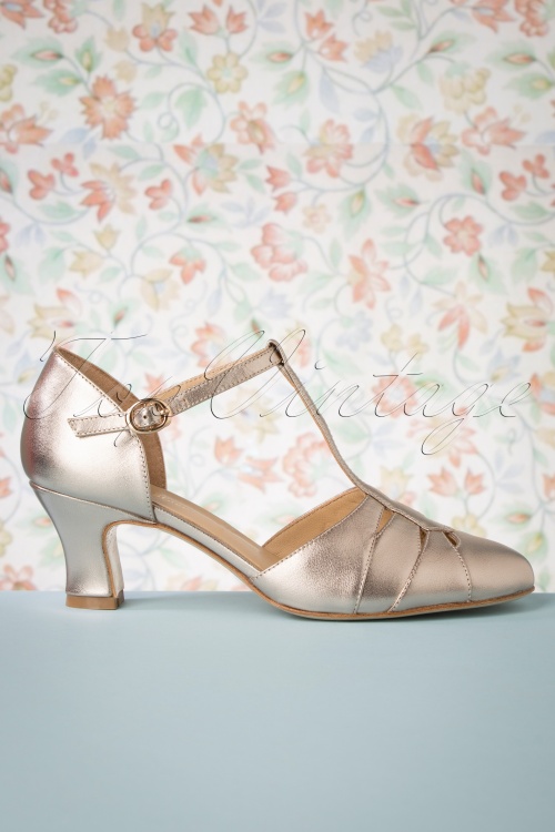 Charlie Stone - 50s Monaco T-Strap Pumps in French Champagne 3