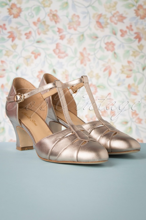 Charlie Stone - 50s Monaco T-Strap Pumps in French Champagne 4