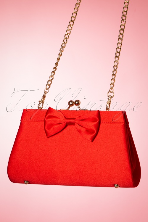 Topvintage Boutique Collection - Satin Dreams Evening Bag Années 50 en Rouge