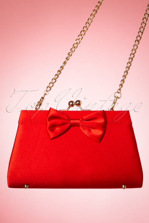 Topvintage Boutique Collection - Satin Dreams Evening Bag Années 50 en Rouge 3