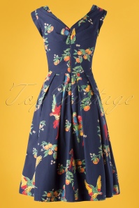Emily and Fin - 50s Florence Playful Parrots Dress in Navy 4