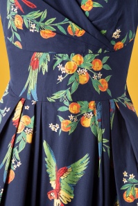 Emily and Fin - 50s Florence Playful Parrots Dress in Navy 3