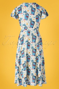 Fever - 50s Fab Flamingo Wrap Dress in Ivory 4