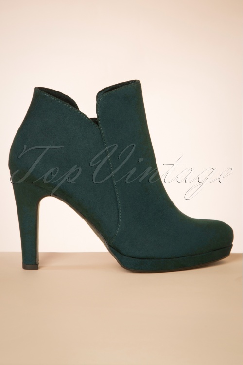 Tamaris - Classy Suedine Ankle Booties Années 50 en Vert Sapin