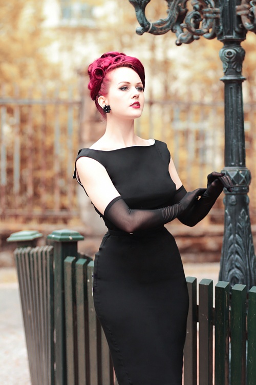 Tatyana - 50s Jazmin Pencil Dress in Black 2