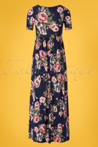 Mikarose - Miranda maxi-jurk met bloemen in marineblauw 2