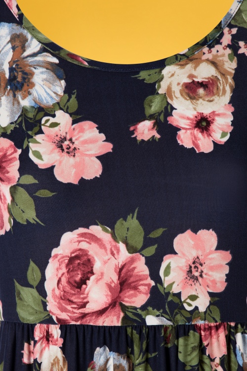 Mikarose - Miranda maxi-jurk met bloemen in marineblauw 4