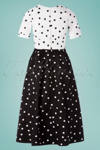 Dolly and Dotty - 50s Laura Polkadot Swing Dress in Black and White 3