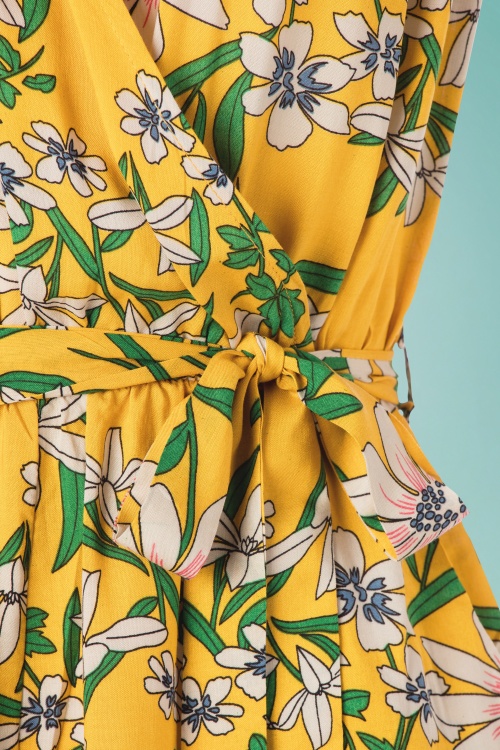 60s Sidra Floral Playsuit in Yellow