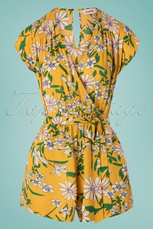 Louche - 60s Sidra Floral Playsuit in Yellow
