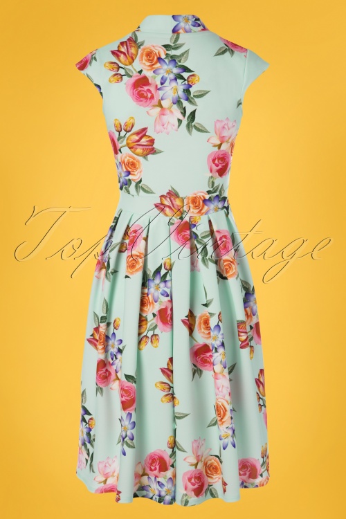 Lady V by Lady Vintage - Eva Rosey Pop-jurk in mintgroen 2