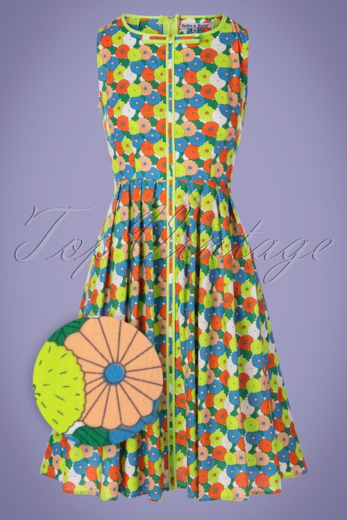 Tailor & Twirl by Tatyana - Samantha Swing Dress Années 60 en Vert Fleuri