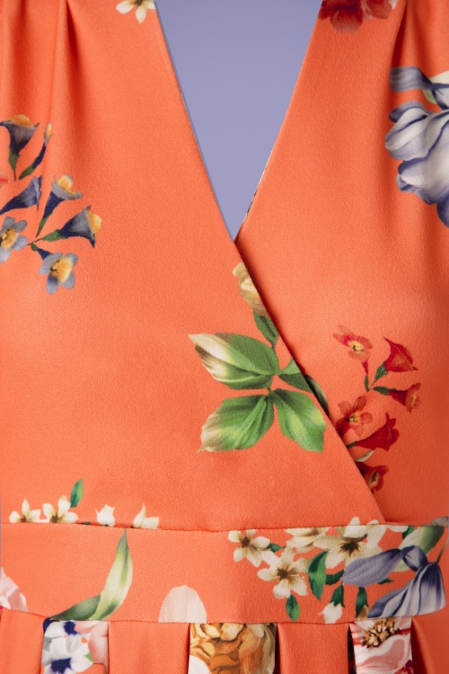 Lady V by Lady Vintage - Eva Floral Swing Dress Années 50 en Orange  4